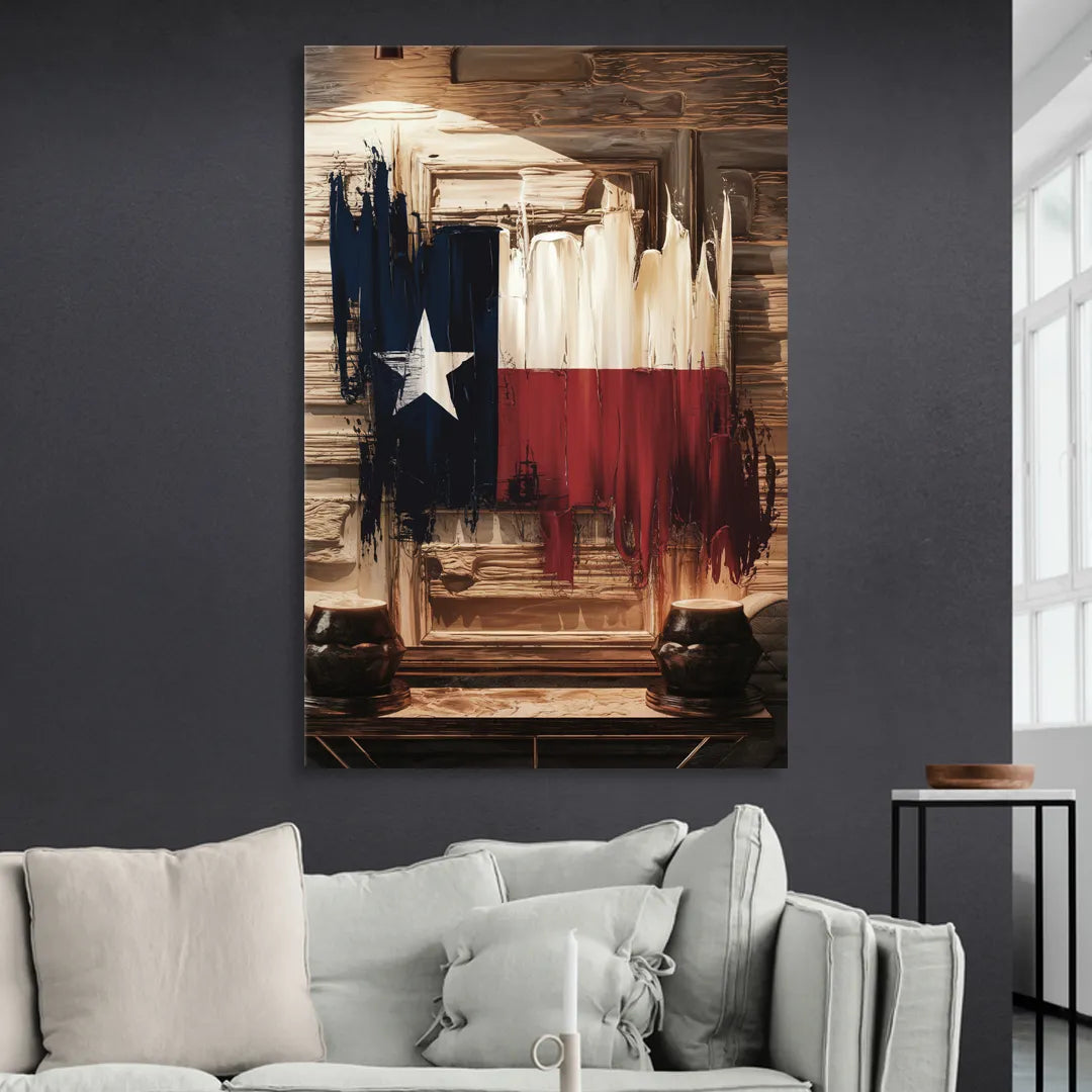 Dallas Texas Flag Living Room - Canvas Wall Art