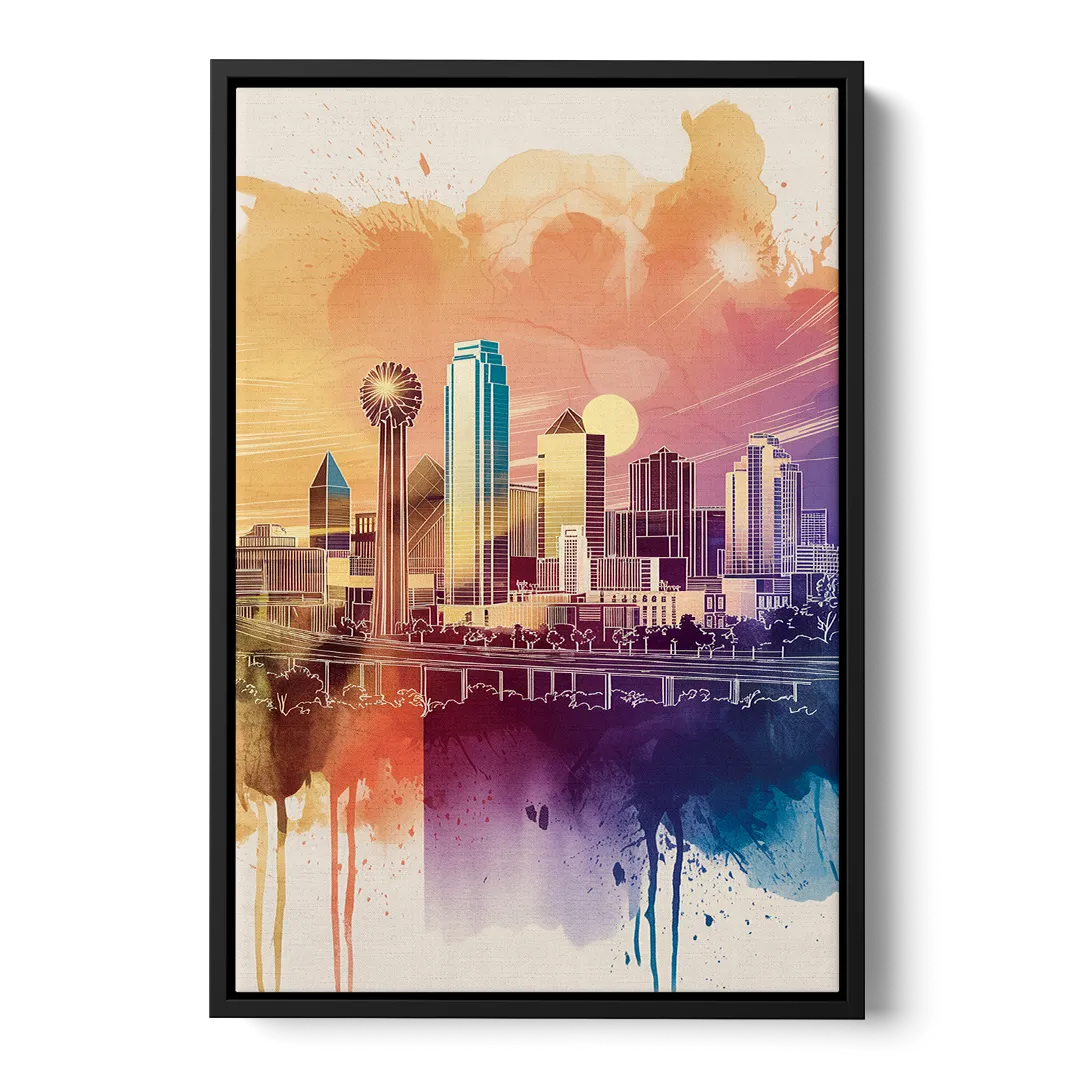 Dallas Texas Pride Front - Black Canvas Wall Art