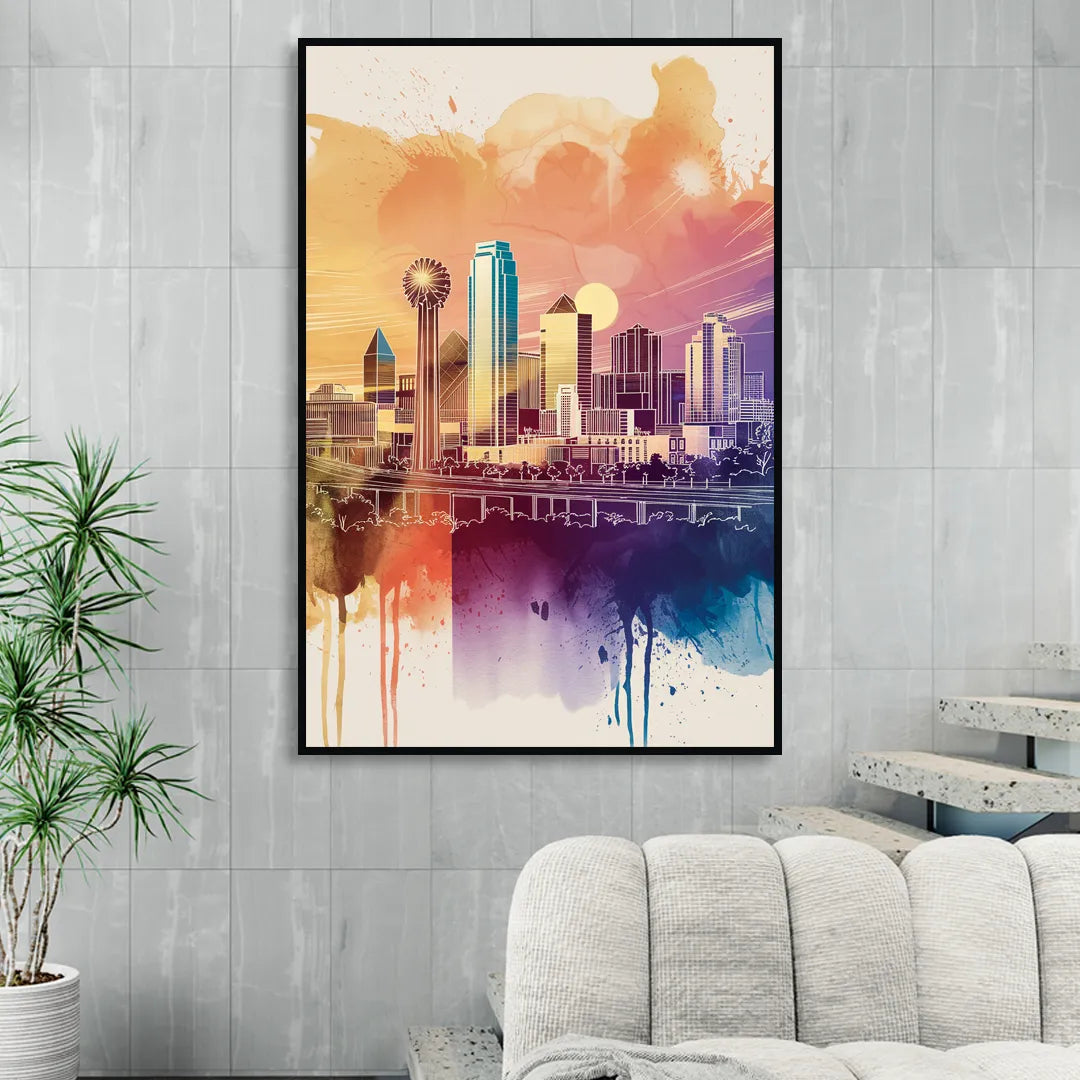 Dallas Texas Pride Sitting Room - Black Canvas Wall Art