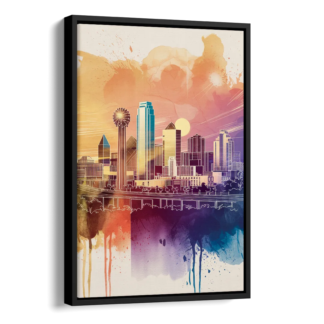 Dallas Texas Pride Side - Black Canvas Wall Art