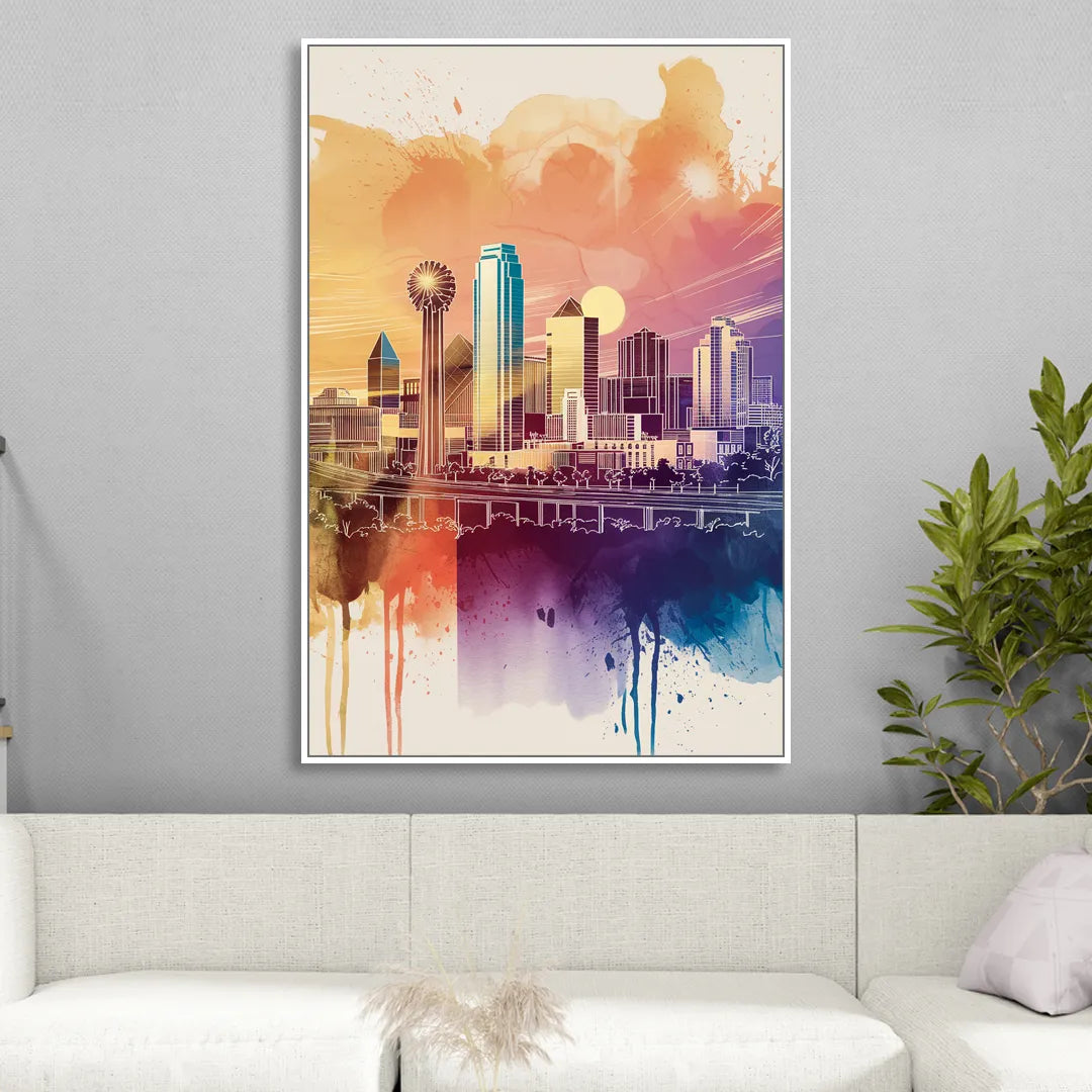 Dallas Texas Pride Sitting Room - White Canvas Wall Art