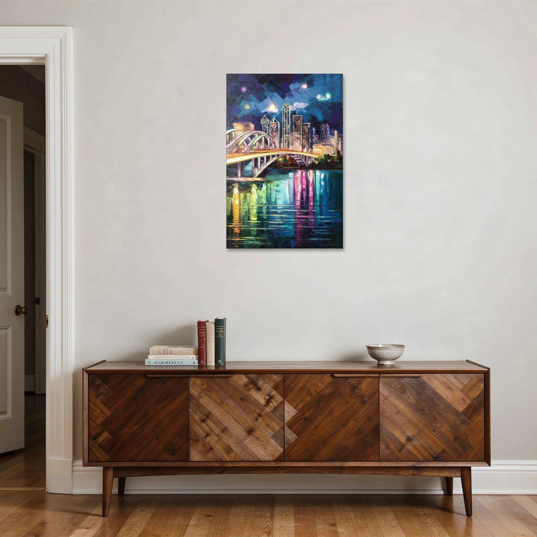 Dallas Trinity River Bridge - Canvas Wall Art - Coffee Table - 24x36
