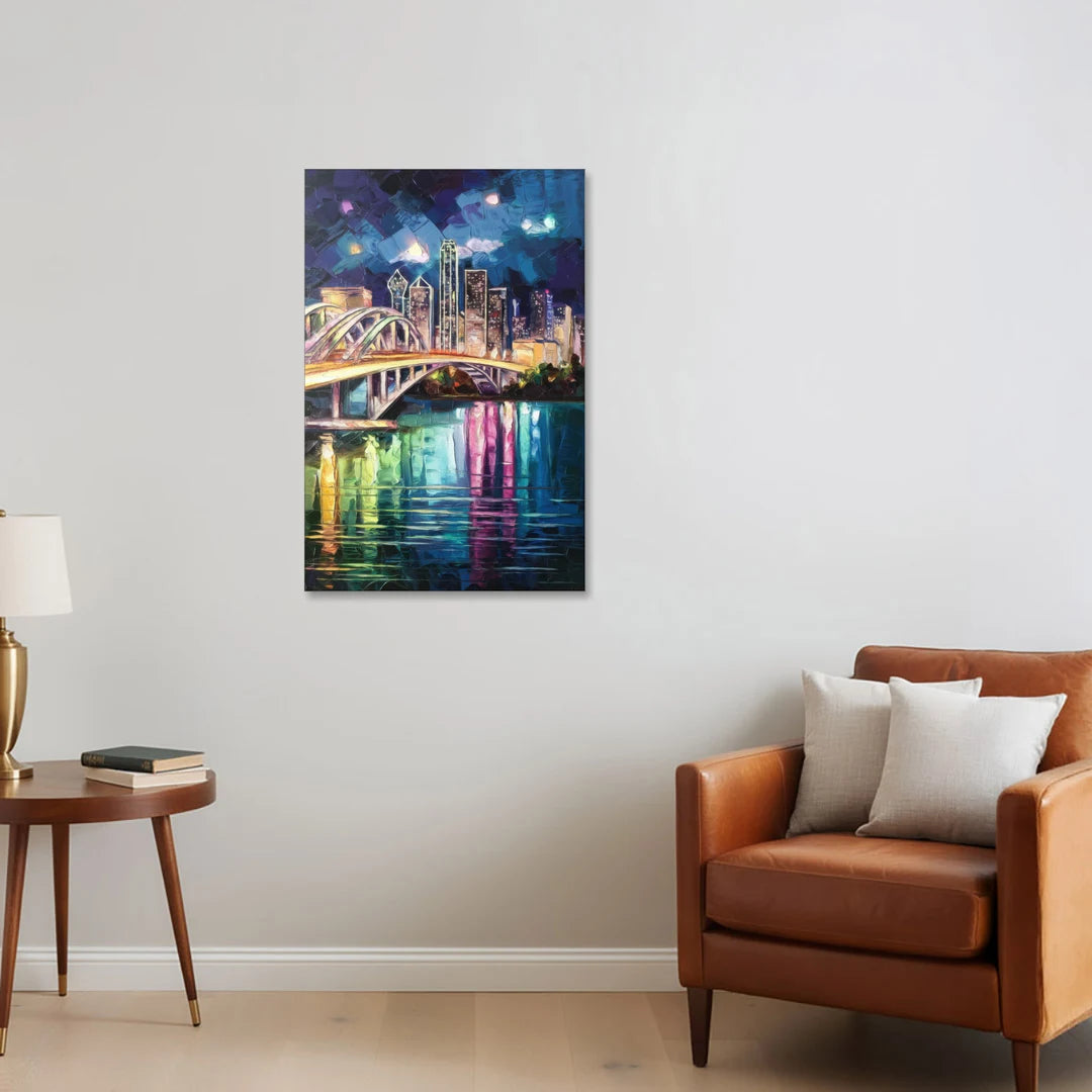Dallas Trinity River Bridge - Canvas Wall Art - Sofa - 24x36