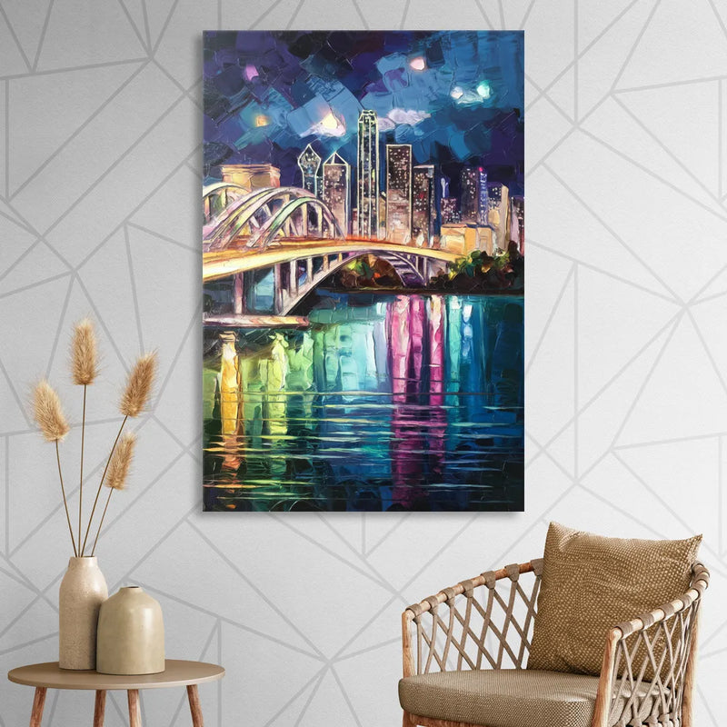 Dallas Trinity River Bridge Sitting Room - Canvas Wall Art