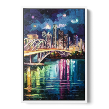 Dallas Trinity River Bridge Front - White Canvas Wall Art