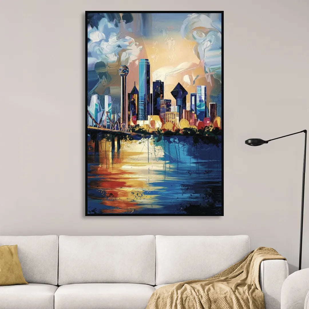Dallas Unique Perspectives Living Room - Black Canvas Wall Art