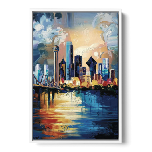 Dallas Unique Perspectives - White Framed Canvas Wall Art - Front