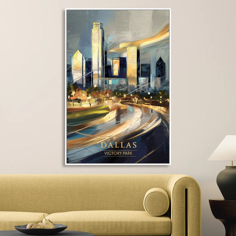 Dallas Victory Park Living Room - White Canvas Wall Art