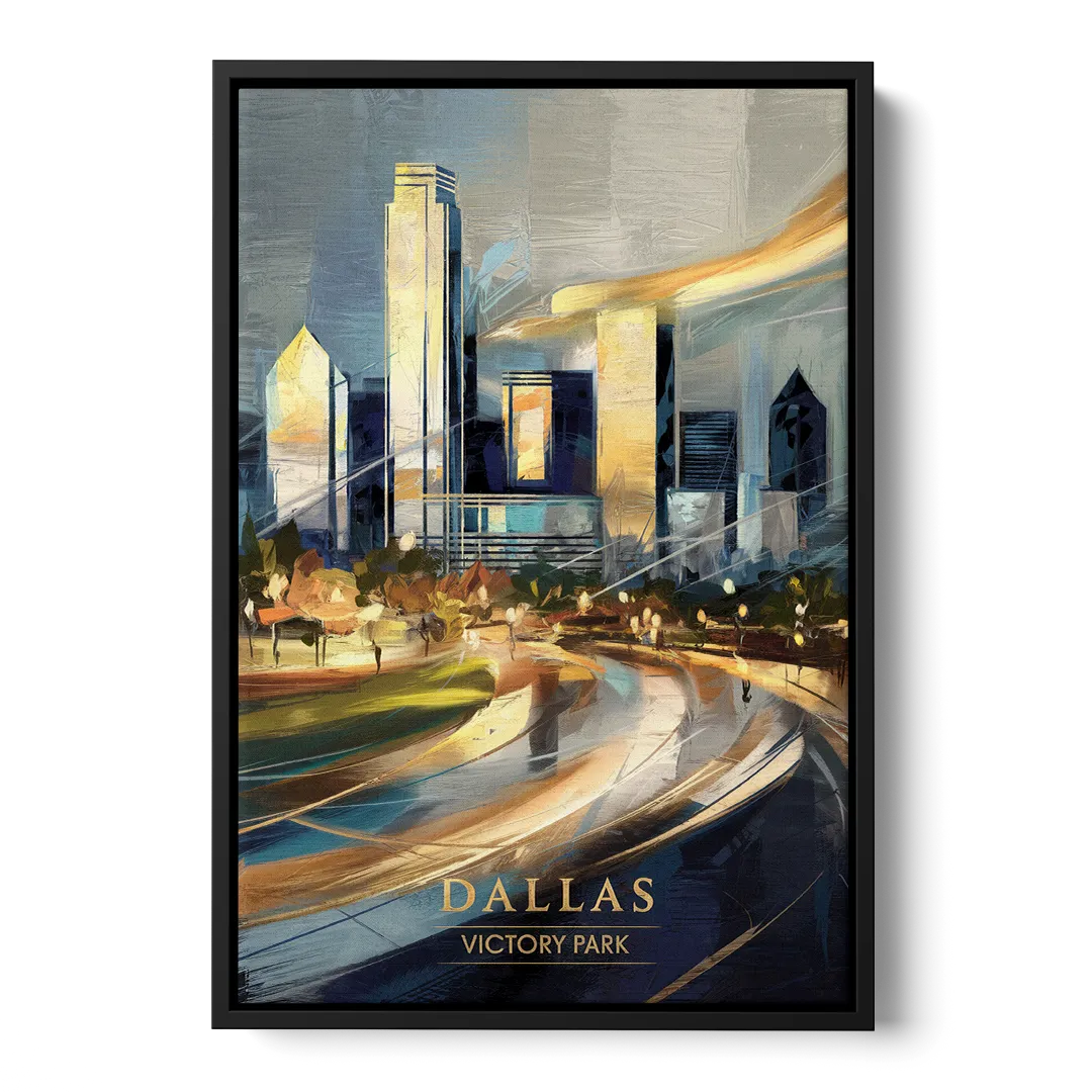 Dallas Victory Park Front - Black Canvas Wall Art