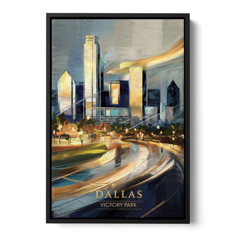 Dallas Victory Park Front - Black Canvas Wall Art