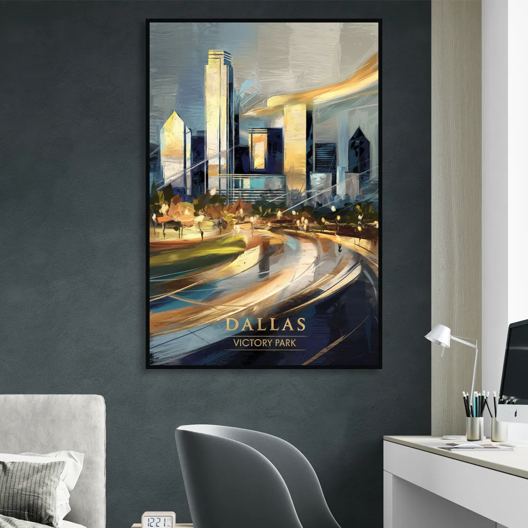 Dallas Victory Park Sitting Room - Black Canvas Wall Art