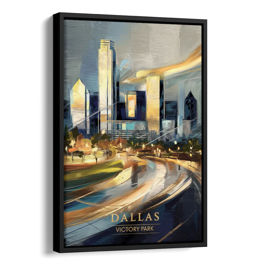 Dallas Victory Park Side - Black Canvas Wall Art