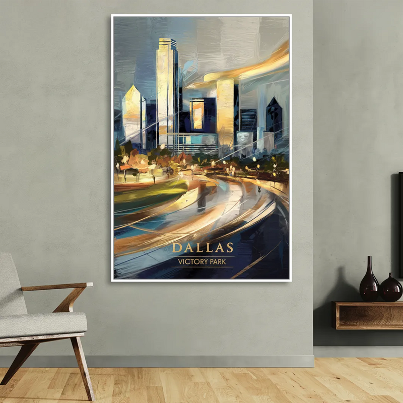 Dallas Victory Park Sitting Room - White Canvas Wall Art