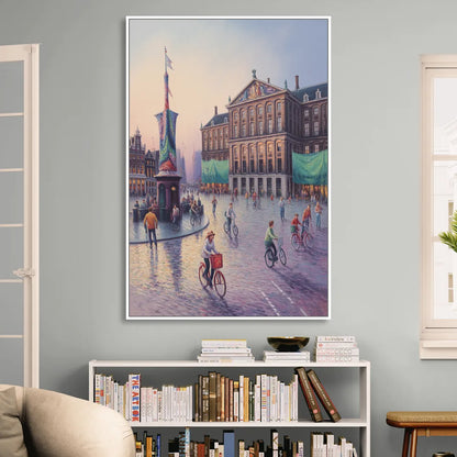 Dam Square Dreams Living Room - White Canvas Wall Art