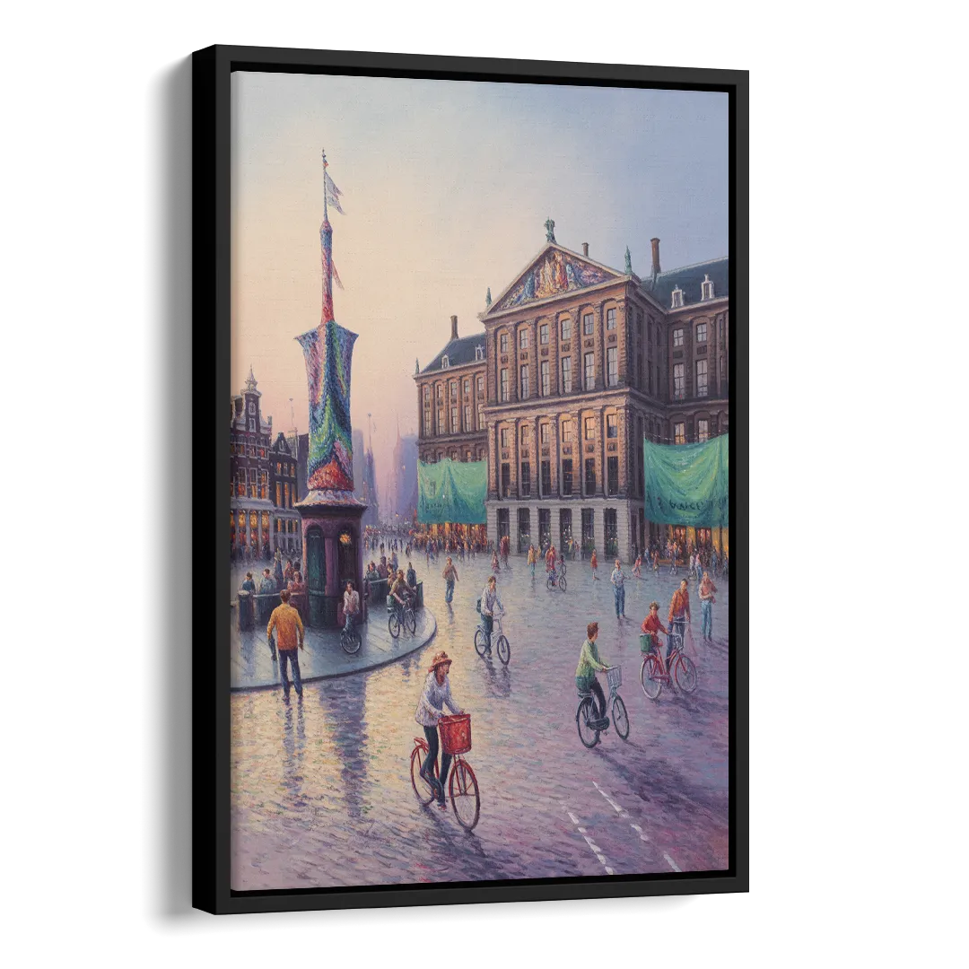 Dam Square Dreams Side - Black Canvas Wall Art