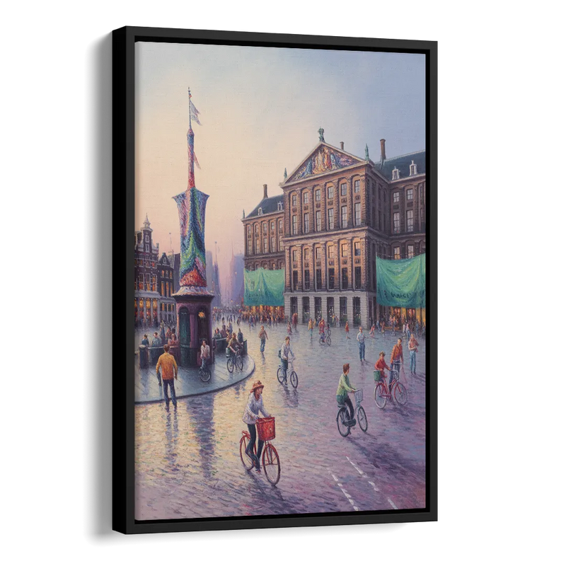 Dam Square Dreams Side - Black Canvas Wall Art