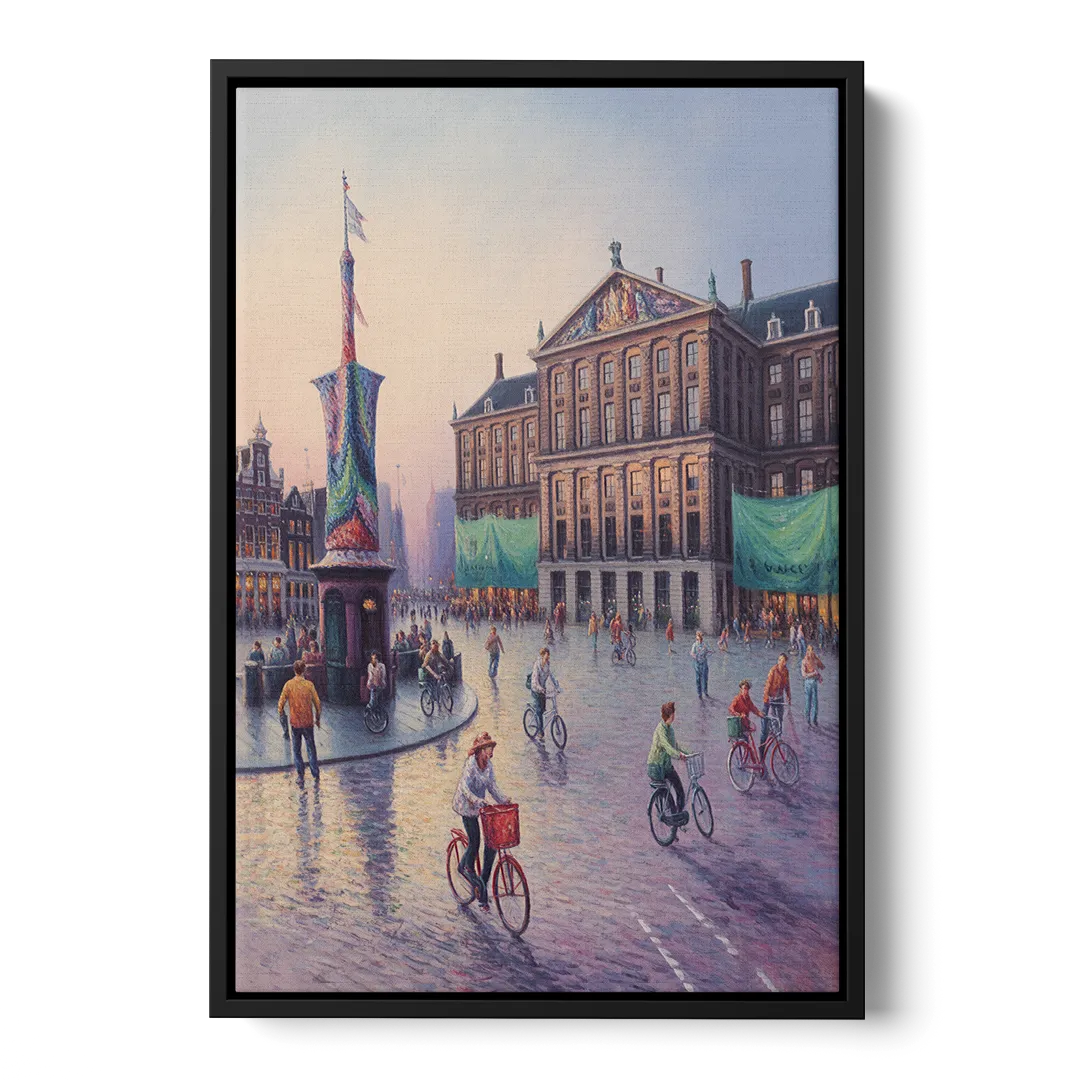 Dam Square Dreams Front - Black Canvas Wall Art