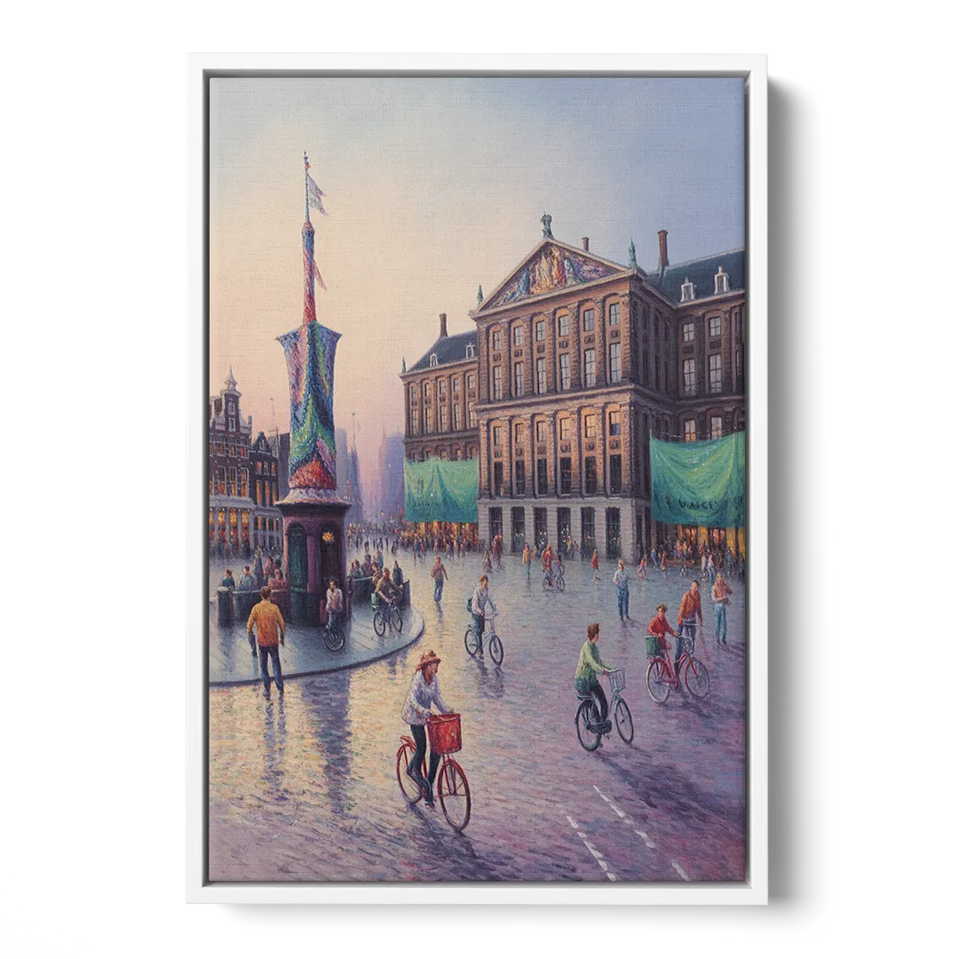 Dam Square Dreams Front - White Canvas Wall Art