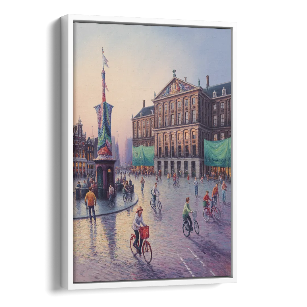 Dam Square Dreams Side - White Canvas Wall Art