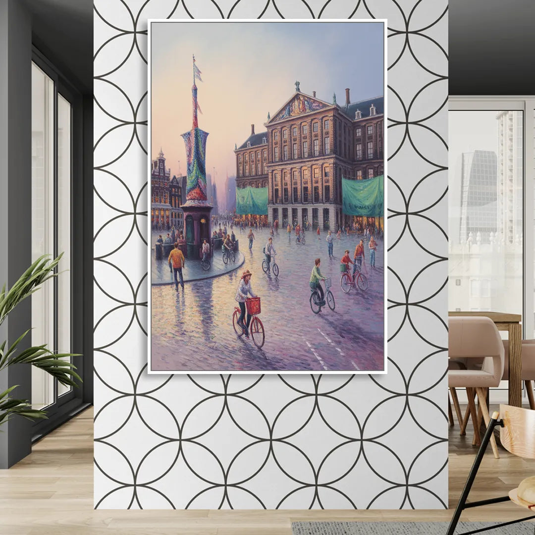 Dam Square Dreams Sitting Room - White Canvas Wall Art