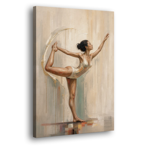 Dancer Pose Balance with Palette Knife Arc - Canvas Wall Art - Side