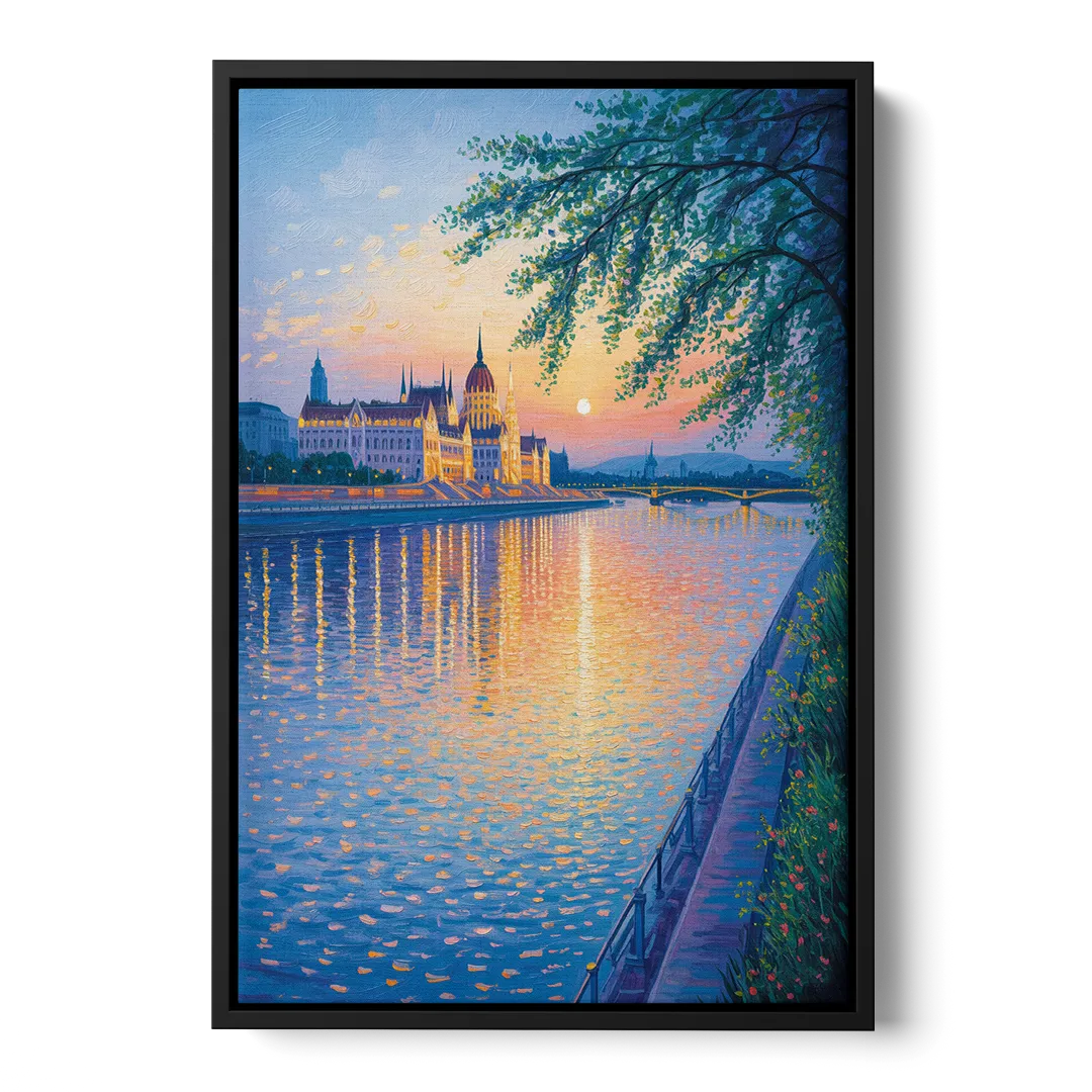 Danube Reflections Front - Black Canvas Wall Art