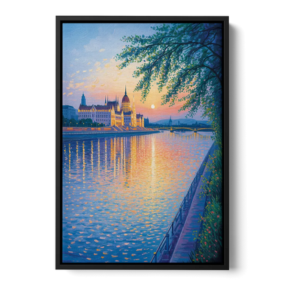 Danube Reflections Front - Black Canvas Wall Art