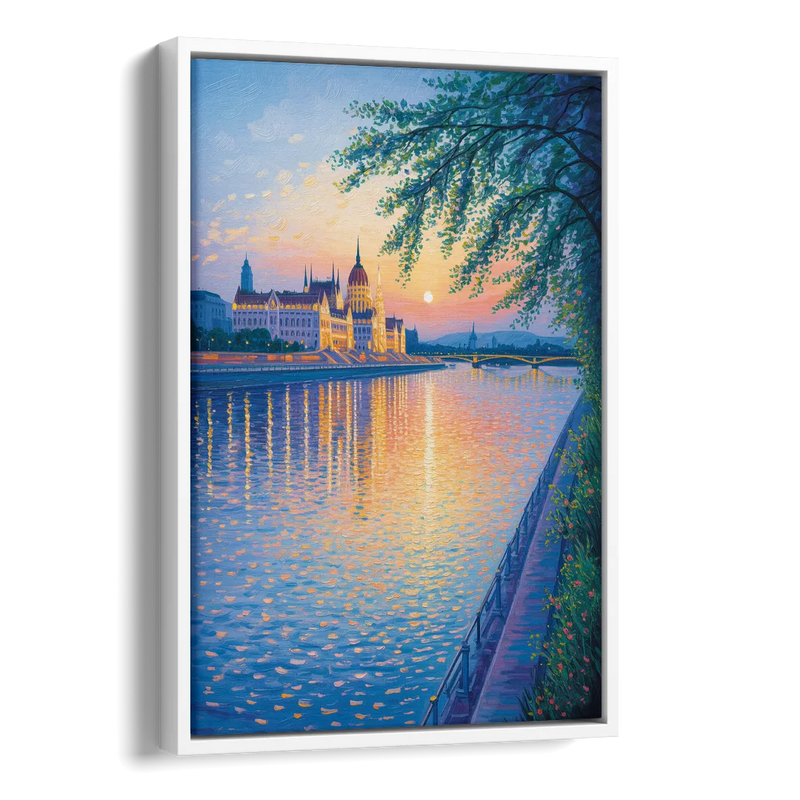 Danube Reflections Side - White Canvas Wall Art
