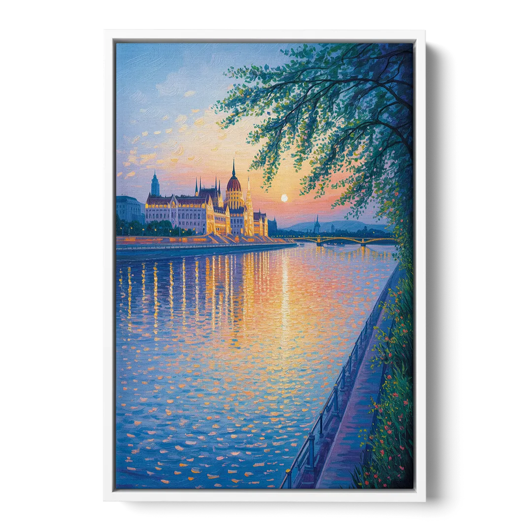 Danube Reflections Front - White Canvas Wall Art