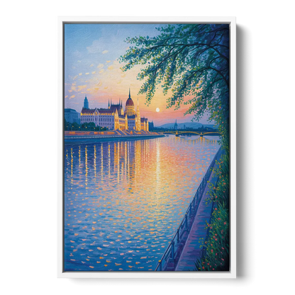 Danube Reflections Front - White Canvas Wall Art