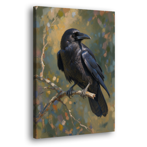 Dark Academia Raven at Dusk - Canvas Wall Art - Side