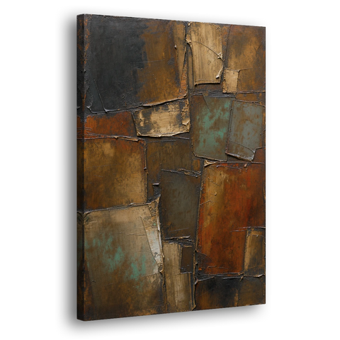 Dark Brown Abstract of Weathered Iron in Dark Academia - Canvas Wall Art - Side