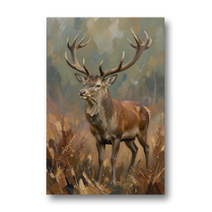 Dark Brown Wall Art with Red Stag in Bracken - Canvas Wall Art - Front