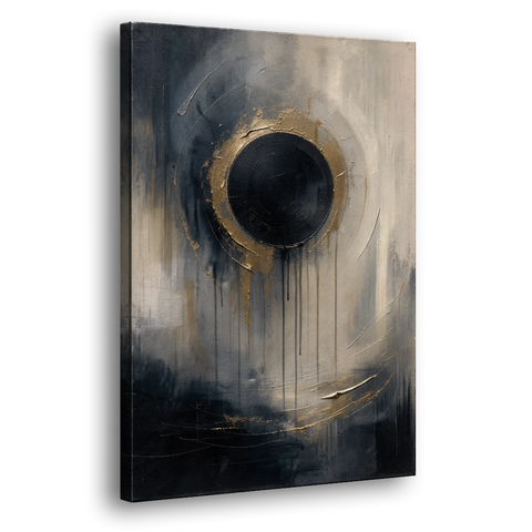 Dark Moody Abstract Bronze Eclipse - Canvas Wall Art - Side