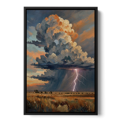 Dark Moody Prairie Thunderhead - Black Framed Canvas Wall Art - Front