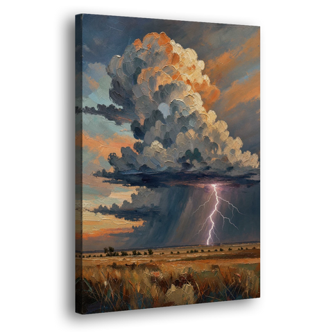 Dark Moody Prairie Thunderhead - Canvas Wall Art - Side