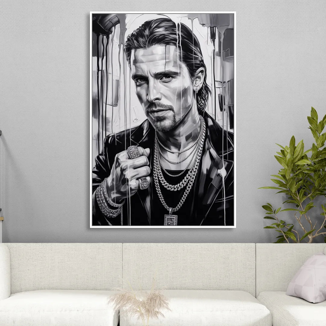 Dark Resolve Living Room - White Canvas Wall Art