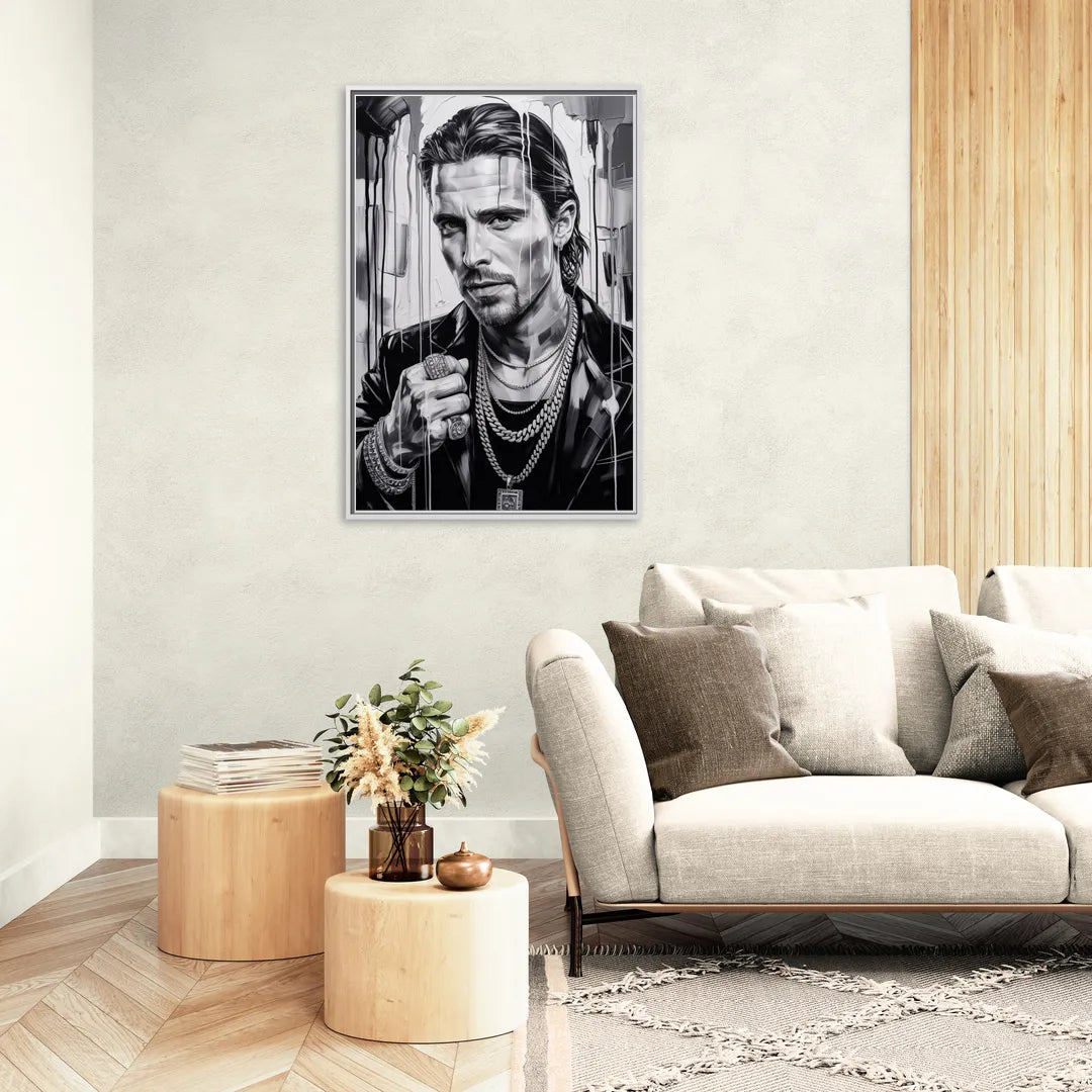 Dark Resolve - Living Room White Frame Canvas