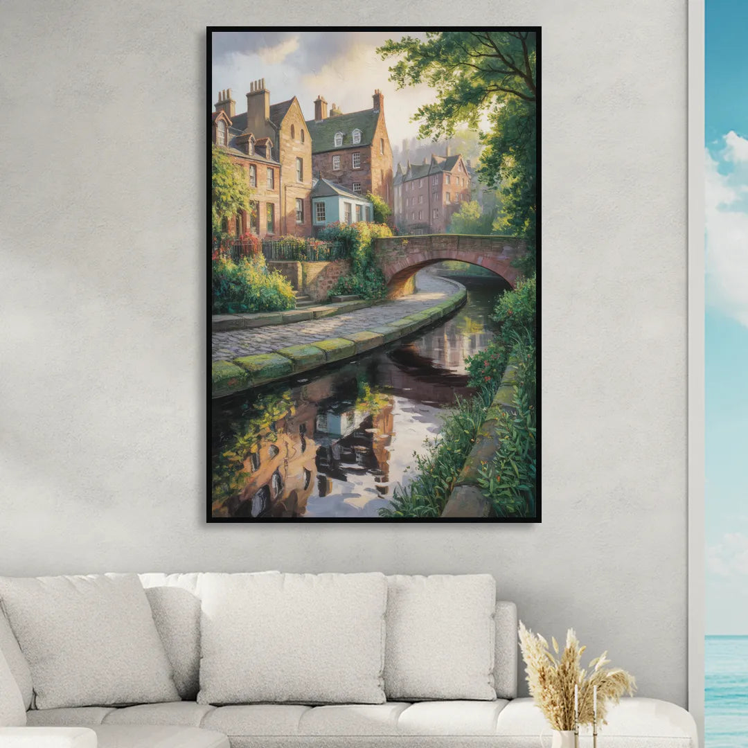 Dean Village Charm Sitting Room - Black Canvas Wall Art