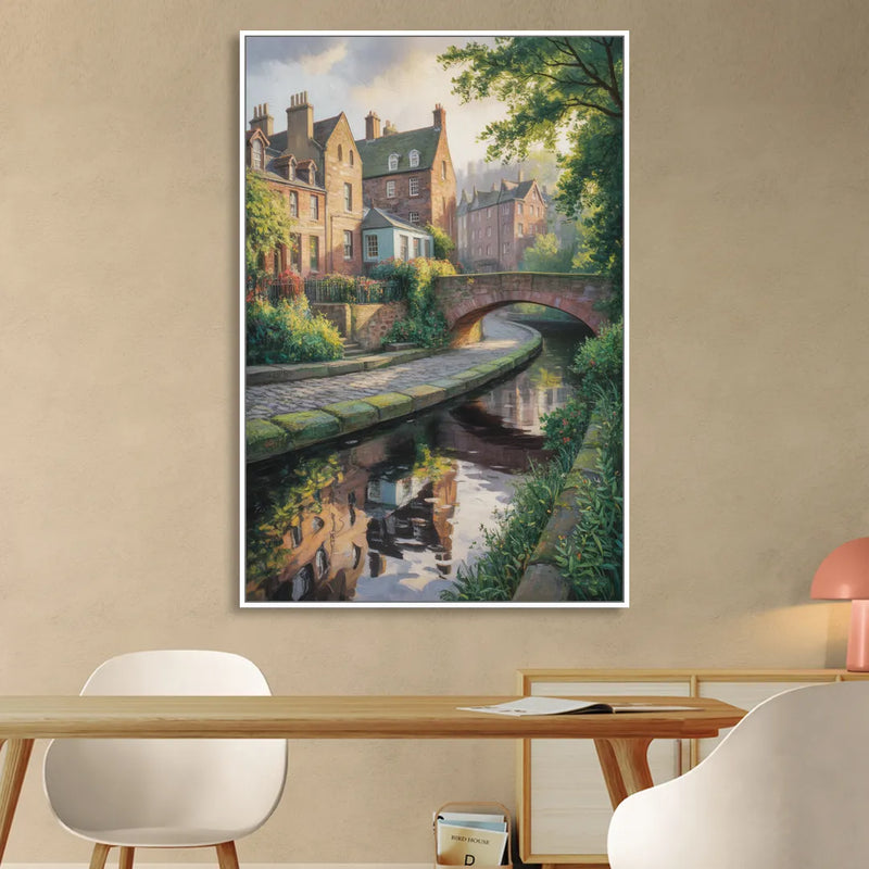 Dean Village Charm Sitting Room - White Canvas Wall Art
