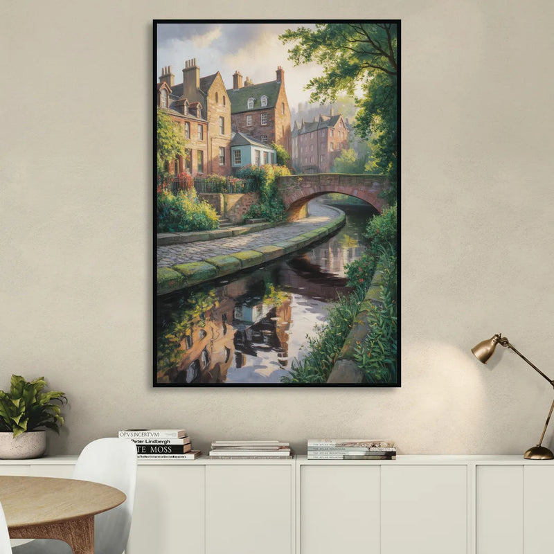 Dean Village Charm Living Room - Black Canvas Wall Art