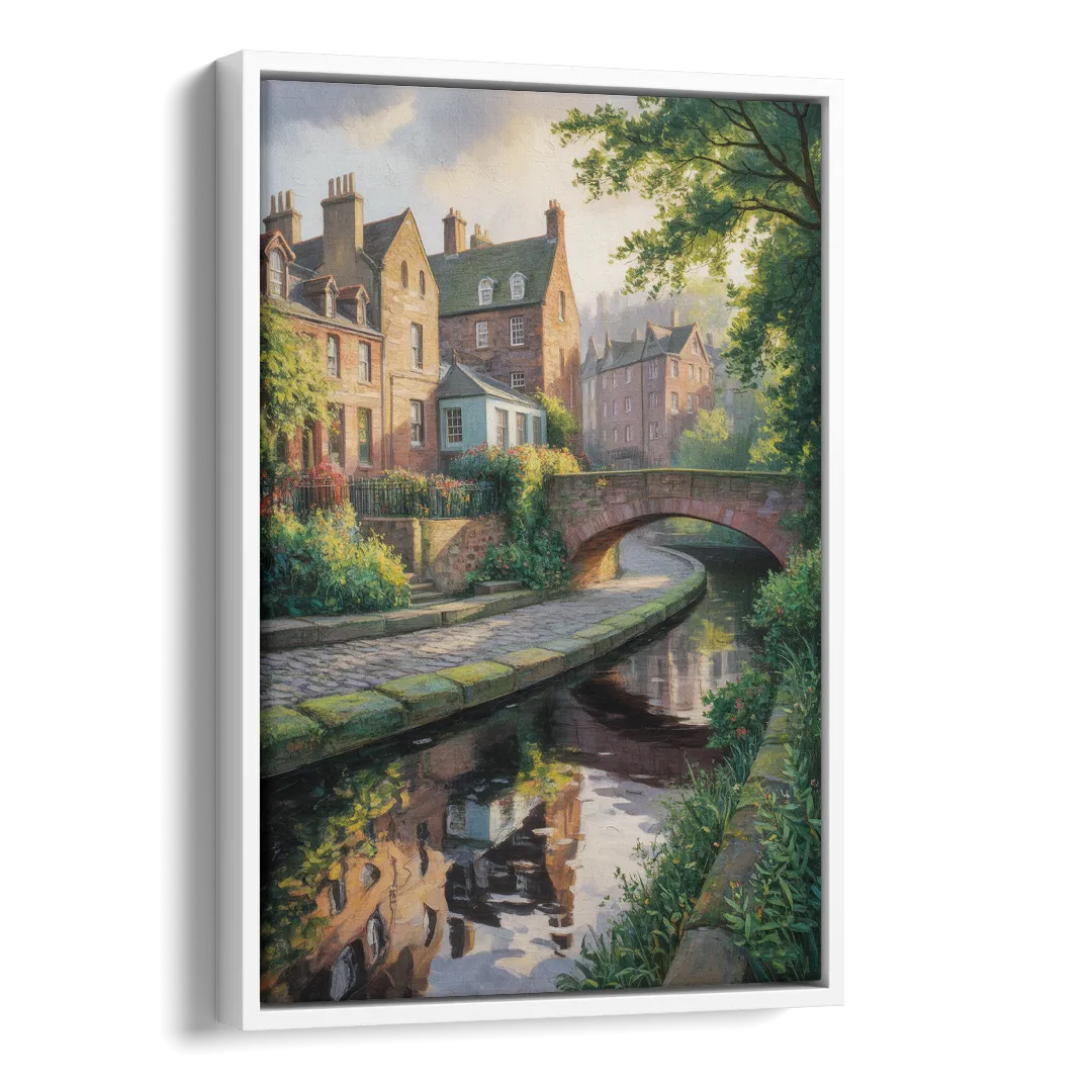 Dean Village Charm Side - White Canvas Wall Art
