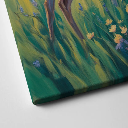Deer Among Wildflowers Canvas Close Up