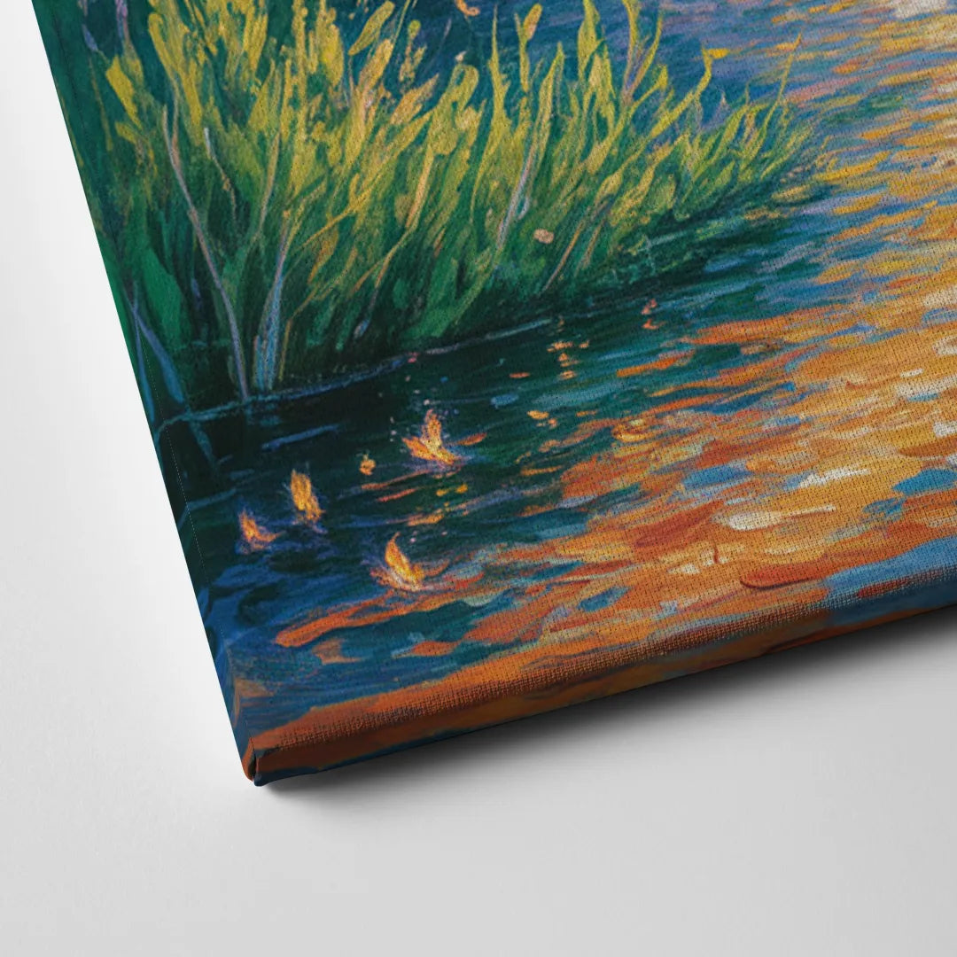 Deer Crossing the Stream Canvas Close Up