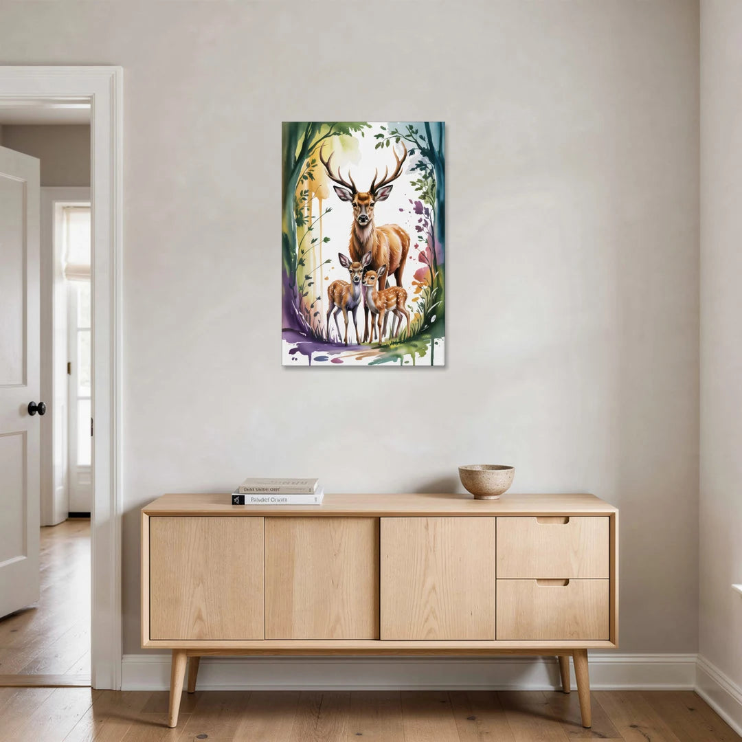 Deer Family Portrait - Canvas Wall Art - Coffee Table - 24x36