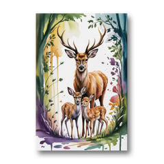 Deer Family Portrait - Canvas Wall Art - Front