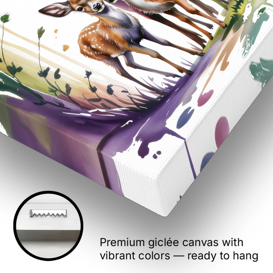 Deer Family Portrait - Canvas Wall Art - Gallery Wrap Corner