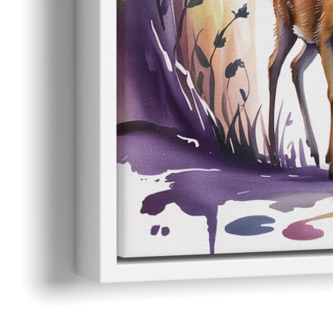 Deer Family Portrait - Close-Up White Frame Canvas
