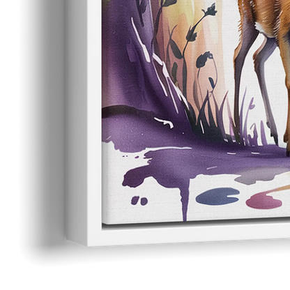 Deer Family Portrait - Close-Up White Frame Canvas