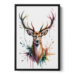 Deer Head in Profile - Black Framed Canvas Wall Art - Front